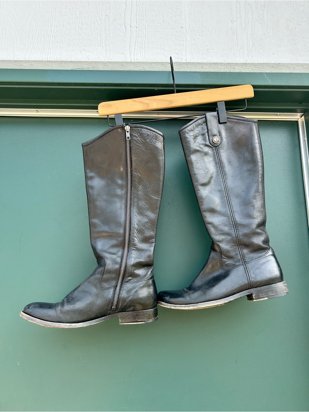 Frye Black Leather black Zip Riding Boots